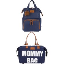 Lui Baby Anne Bebek Bakım Sırt Çantası Askı Aparatlı ve Mommy Bag Omuz Çantası Anahtarlık Hediyeli 2'li Set