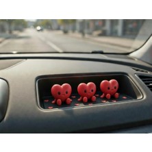 Kariyer 3 Adet Mini Sevimli Kalp Figürlü Torpido Süsü - Araç Içi Süs - Araba Dekorasyon