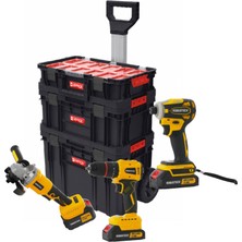 Qbrick System Profesyonel Kömürsüz Güçlü Set: 3'lü Akülü El Aletleri + Qbrick Takım Çantası Sistemi