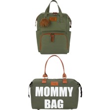 Lui Baby Anne Bebek Bakım Sırt Çantası Askı Aparatlı ve Mommy Bag Omuz Çantası Anahtarlık Hediyeli 2'li Set