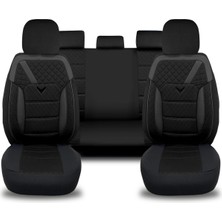 Her Araca Uyumlu Oto Koltuk Kılıfı Tam Set Gofraj / Siyah