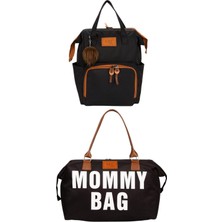 Lui Baby Anne Bebek Bakım Sırt Çantası Askı Aparatlı ve Mommy Bag Omuz Çantası Anahtarlık Hediyeli 2'li Set