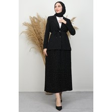 Yaldız Pileli Takım Siyah