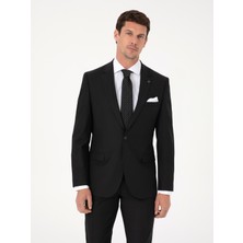 Cacharel Erkek Siyah Slim Fit Yün Karışımlı Mikro Desenli Takım Elbise 50318023-VR046