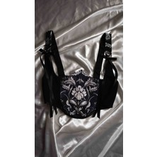 Pinn Çiçek Desenli Gotik Kadın Bel Korsesi