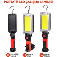 farissu 60W Cob LED 1200 Lümen Şarjlı Çalışma Lambası - Mıknatıslı, Kancalı, Kıskaçlı + 2 Adet 18650