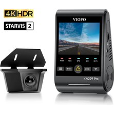 Viofo A229 Pro W 2 Kameralı Ön+Arka Su Geçirmez 4k+2k Sony Starvıs 2 Sensör Gps'li Araç Kamerası