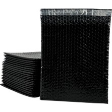 Tify Siyah Bantlı Kapaklı Baloncuklu Torba, Balonlu Patpat Torba 20Cm(En)X25Cm(Boy)+5Cm(Kapak) 25 Adet