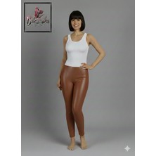 Bukadınca Yüksek Bel Modern Kesim Suni Deri Tayt (Yandan Fermuarlı)