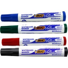 Bic Velleda 4'lü Beyaz Tahta Kalemi Yuvarlak Uç Modern Tasarım Alkol Bazlı Mürekkep