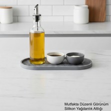 Lirazon Silikon Kaymaz Dikdörtgen Yağdanlık Altlığı Çok Amaçlı Organizer Yağdanlık ve Baharatlık Altlığı