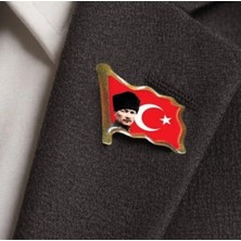 Vatan Atatürk Dalgalı Bayrak Rozet Türk Bayrağı Yaka Rozeti - 2 Adet