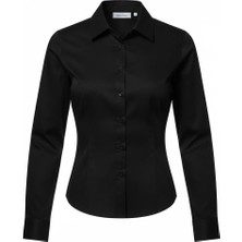 Miss Poem Kadın Siyah Slim Fit Kol Düğme Detaylı Gömlek