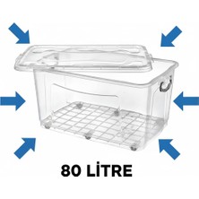 Kızılelmada 80 Litre Büyük Boy Tekerlekli Depolama Kutusu – Şeffaf