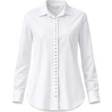 Miss Poem Kadın Beyaz Slim Fit Klasik Uzun Kollu Gömlek