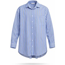 Miss Poem Kadın Mavi Çizgili Uzun Kol Gömlek