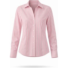 Miss Poem Kadın Pembe Çizgili Uzun Kol Gömlek