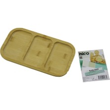 Shopwave Dikdörtgen 3 Bölmeli=2+1 Ahşap Bambu Servis Sunum Tepsi - Tahtası 25 x 14 x 1.4cm (5047)