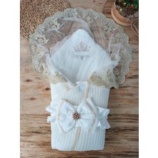 İsmiyle Al Yenidoğan Tericotton Örgülü Trilüx Bebek Battaniyesi Kundak Ekru