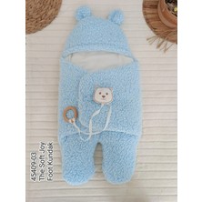 İsmiyle Al Yenidoğan Kulaklı Şapkalı Açılır Kucaklı Cırt Kapamalı Ayaklı Bebek Battaniyesi Kundak Ma