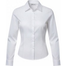 Miss Poem Kadın Beyaz Slim Fit Kol Düğme Detaylı Gömlek