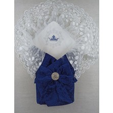 İsmiyle Al Yenidoğan Saray Kadife Taç Nakışlı Inci Fiyonklu Çift Dantel Duvak Trilüks Kundak Bebek Batt