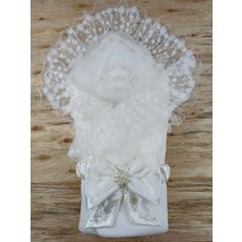 İsmiyle Al Yenidoğan Ipek Venüs Taç Nakışlı Delüks Kundak Bebek Battaniyesi Ekru