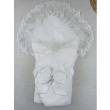 İsmiyle Al Yenidoğan Ipek Pamuklu Inci Lüks Kundak Bebek Battaniyesi Ekru