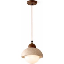 Noya Lighting Tekli Sarkıt Avize - Traverten Avize - Taş Avize - Modern Avize Modelleri Bej Krem Avize -17CM