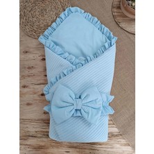 İsmiyle Al Yenidoğan Tericotton Kumaş Multi Mevsimlik Bebek Battaniyesi Kundak Mavi