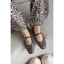 Straswans Azure Kadın  Drop  Detay  Deri  Babet Kahve