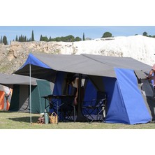 OBA ÇADIR - 2 Odalı Kamp Çadırı 4-6 Kişilik ( Kapı Sineklikli ) Mavi