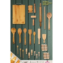 Montesev 25 Li Ahşap Ağaç Tahta Kaşık Oklava Merdane Mutfak Bıçak Silver Serisi Çeyiz Seti Çyzst1