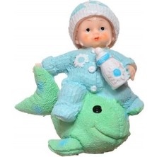 BB2038ADK1005 Hediyelik Sevimli Mavi Bebek Biblo Polyester Süs Eşyası