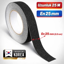Badem10 (PREMİUM) Yapışkanlı Yer Zemin Merdiven Zemin Kaydırmaz Bant (2,5 CM X 25 METRE ) Kaymaz Bandı Siyah