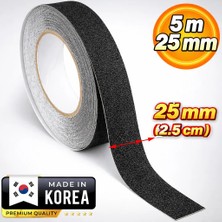 Badem10 (PREMİUM) Yapışkanlı Yer Zemin Merdiven Zemin Kaydırmaz Bant (2,5 CM X 5 METRE) Kaymaz Bandı Siyah