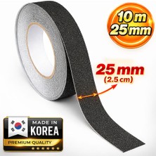 Badem10 (PREMİUM) Yapışkanlı Yer Zemin Merdiven Zemin Kaydırmaz Bant (2,5 CM X 10 METRE) Kaymaz Bandı Siyah