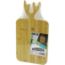 Shopwave DİKDÖRTGEN=22X38CM  Ahşap Bambu Kesim Panosu - Kesme Tahtası Geyik Boynuz Figür Saplı (5047)
