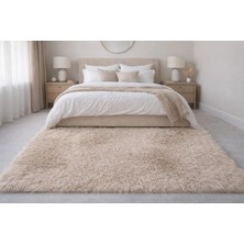 Saymine Kuzu Post Peluş Premium Kalite Yumuşak Tüylü Kare Halı Krem