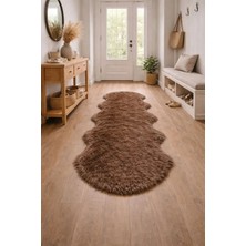 Saymine Kuzu Post Peluş Premium Yumuşak Tüylü Elips Halı - Kahve