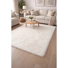 Saymine Kuzu Post Peluş Beyaz Premium Halı - Yumuşak Dokulu