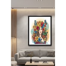 Safir Design Mistik Zarafet,pastel Tonlarda Kadın Portresi Çerçeveli Tablo
