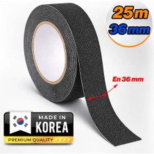 Badem10 (PREMİUM) Yapışkanlı Yer Zemin Merdiven Zemin Kaydırmaz Bant (3,6 CM X 25 METRE) Kaymaz Bandı Siyah