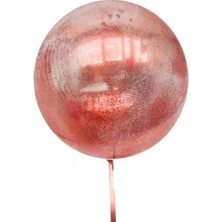 Mey İthalat Mey Ithalat® Kırmızı Simli Yuvarlak Şeffaf Balon 24 Inç