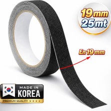 Badem10 (PREMİUM) Yapışkanlı Yer Zemin Merdiven Zemin Kaydırmaz Bant (19 MM X 25 METRE) Kaymaz Bandı Siyah