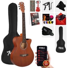 Midex PHX-187 Masif Ağaç Akustik Gitar 4/4 Yetişkin Boy (Çanta Askı Capo)