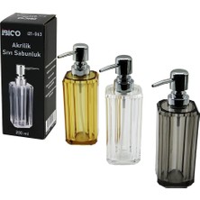 Shopwave Uzun Kare Taban -Sekizgen Gövde Şeffaf - Renkli Akrilik - Mika Kristal Sıvı Sabunluk 200ML (5047)