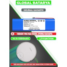 Global Batarya Trident Pro Max Uyumlu Akıllı Robot Süpürge Bataryası 14.4v 5200mah Li-Ion Pil ( Kapasite)