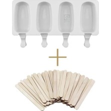 Ahşap Dondurma Çubukları (50 Adet) Pratik Evde Dondurma Yapma Çubuğu (Ahşap Kaşıklı Magnum Seti)