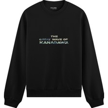 The Lucid Lab The Great Wave Of Kanagawa Oversize Sweatshirt - Siyah